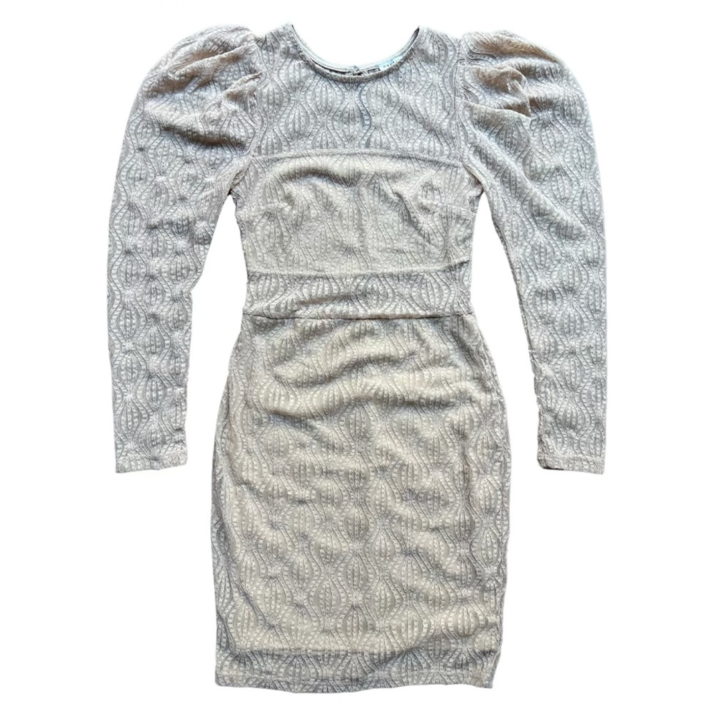 Haute Monde tight beige Long Sleeve Dress Size S